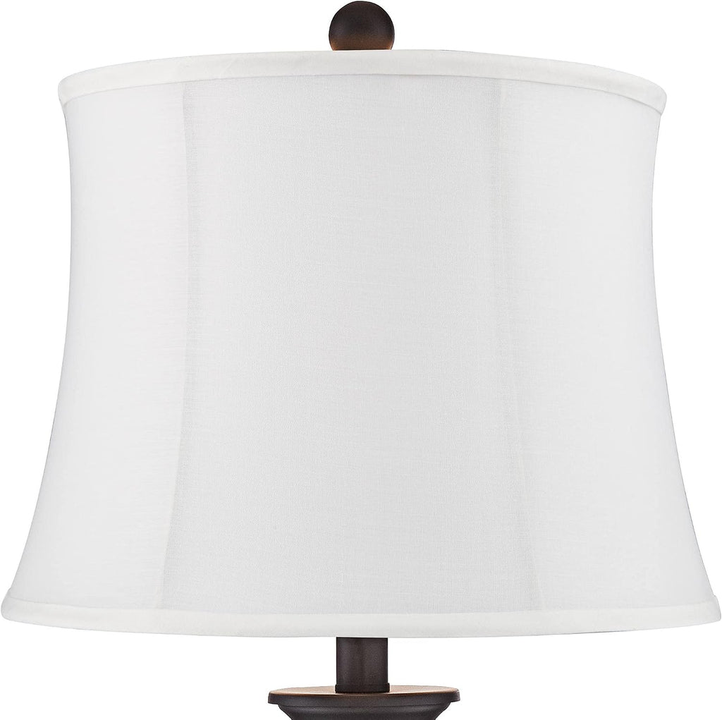360 Lighting Dolbey 28' Tall Tapered Column Farmhouse Rustic Traditional Country Cottage Table Lamps Set of 2 Brown Bronze Finish Metal White Shade Living Room Bedroom Bedside Nightstand House