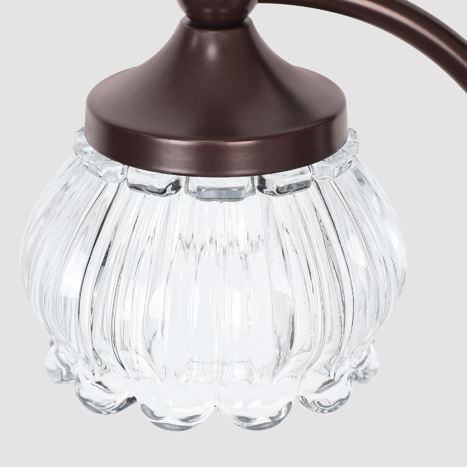 JUNNAI Brown Floor Lamps for Living Room Standing Lamp with 3 Brightness Lights Glass Shade 66.5in Flower Lamp for Bedroom Office Corner(3LED Bulbs Included)