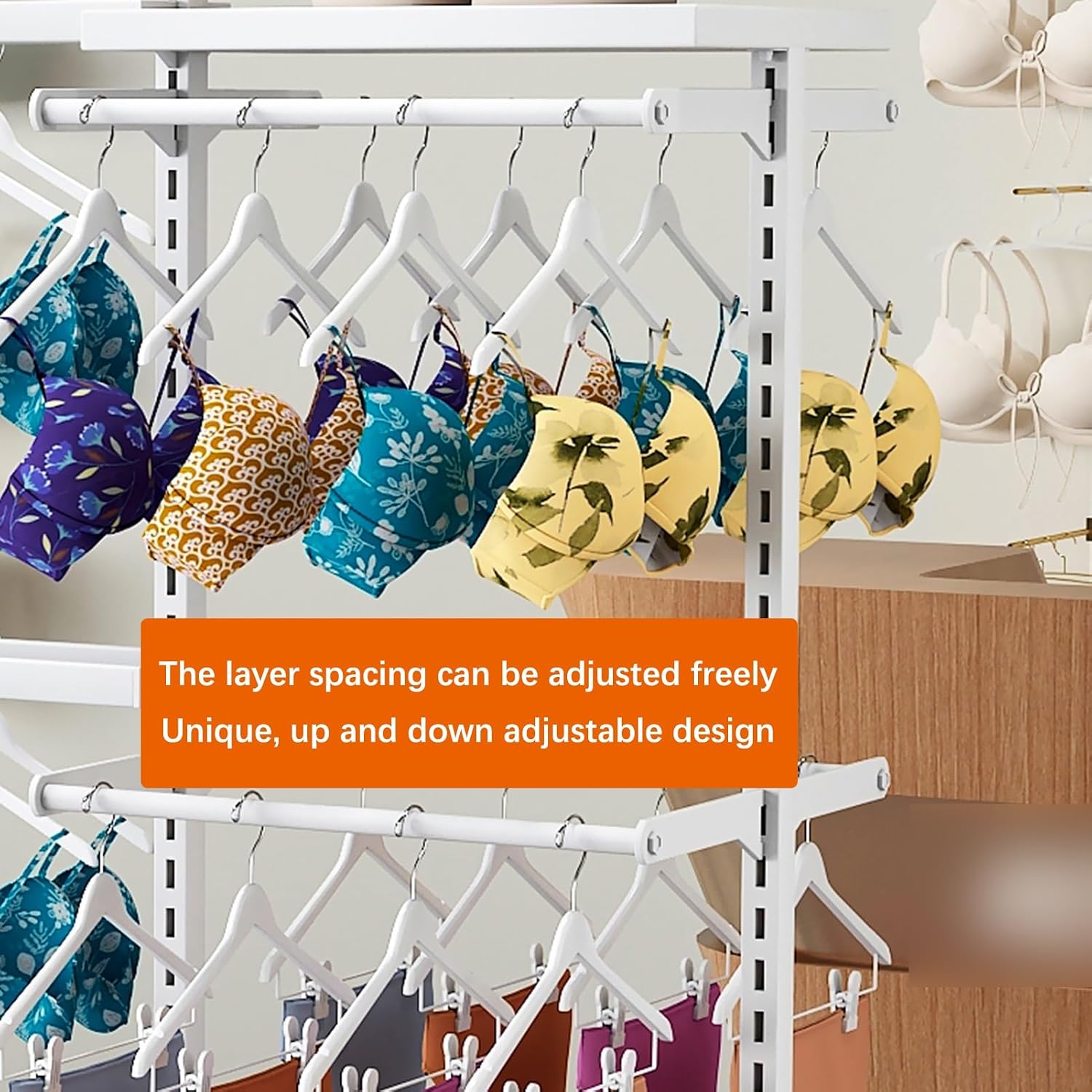 Clothing Store Commercial Shelves, Garment Rack, Boutique Underwear Rack Storage Organizer, Floor-Standing Bra Socks Shorts Scarves Gloves Retail Dis(Black-130x40x130CM/51.19x15.75x51.19in