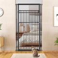 78.8' Extra Tall Cat Gate, 28.3-33' Wide Safety Metal Cat Door, Pressure Mounted Easy Walk Through Pet Gate with Door for Stairs, Doorways (Black)
