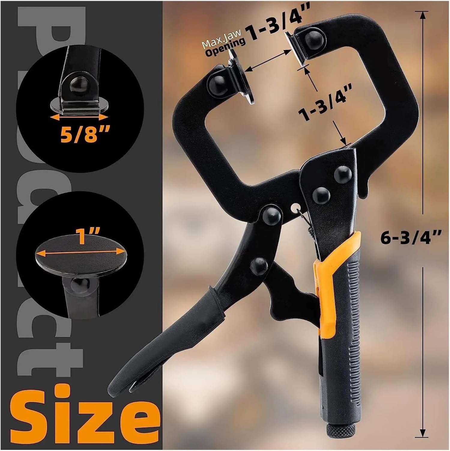 C clamp, 6' C Clamp 3PCS Metal Face Locking Plier with Flat Swivel Pads