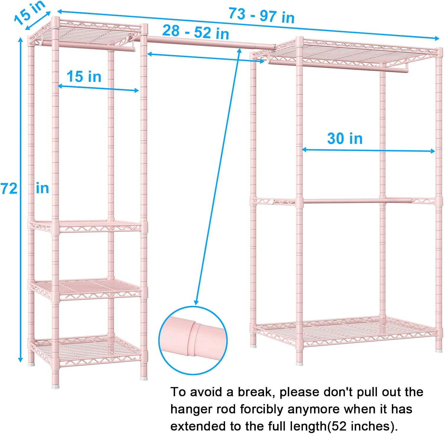 Ulif E10 (With Stretchable Hanger Rod) and E12C (With Black Dustproof Cover) Heavy Duty Closet Organizer System, Freestanding Clothing Rack for Hanging Clothes, Adjustable Garment Rack