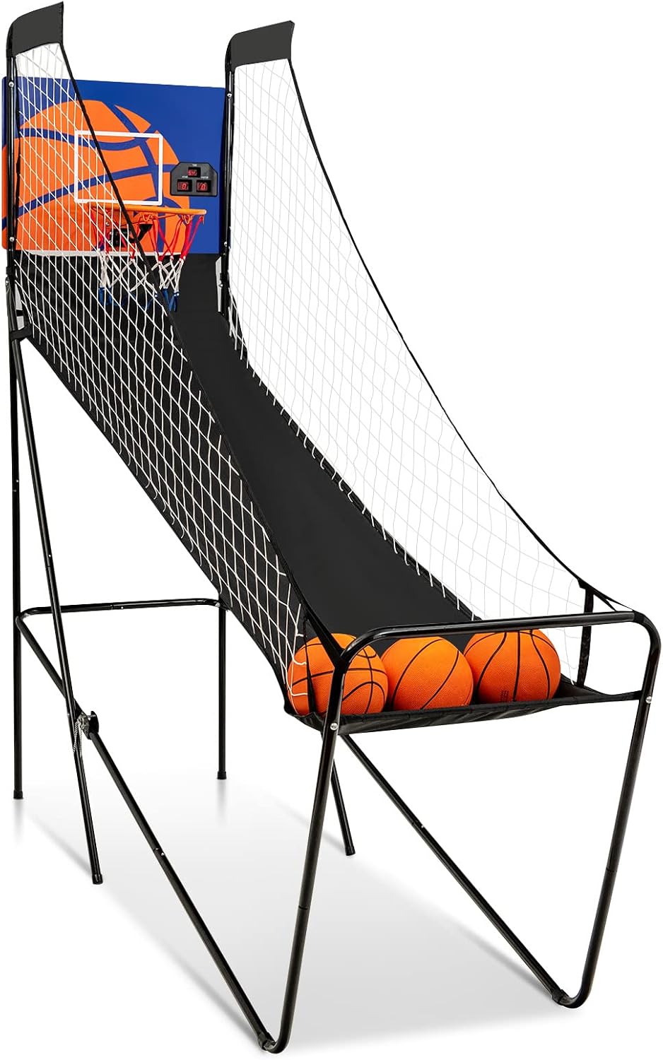 Giantex Foldable Electronic Arcade Basketball Game, with Electronic Scorer, Buzzer, 3 Basketballs, Pump, Indoor Single Shot Basketball Game for Adults, Kids