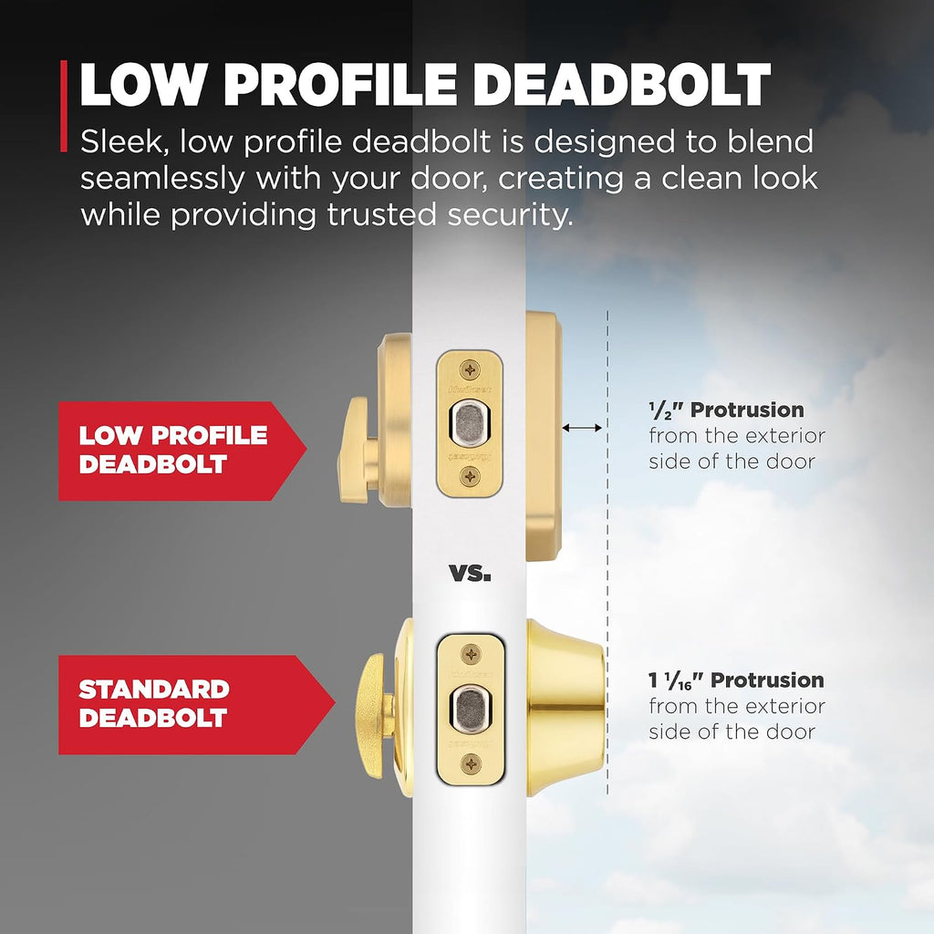 Kwikset Brentford Front Door Lock Handle and Deadbolt Set, Entry Handleset Exterior with Sedona Reversible Lever, Satin Brass, Pick Resistant SmartKey Rekey Deadbolt Security, with Microban Protection