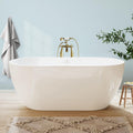 FerdY 59' Bali Elite Acrylic Freestanding Bathtub, Gracefully Shaped Freestanding Soaking Bathtub, cUPC Certified, Toe-Tap Brushed Nickel Drain & Minimalist Linear Design Overflow Included