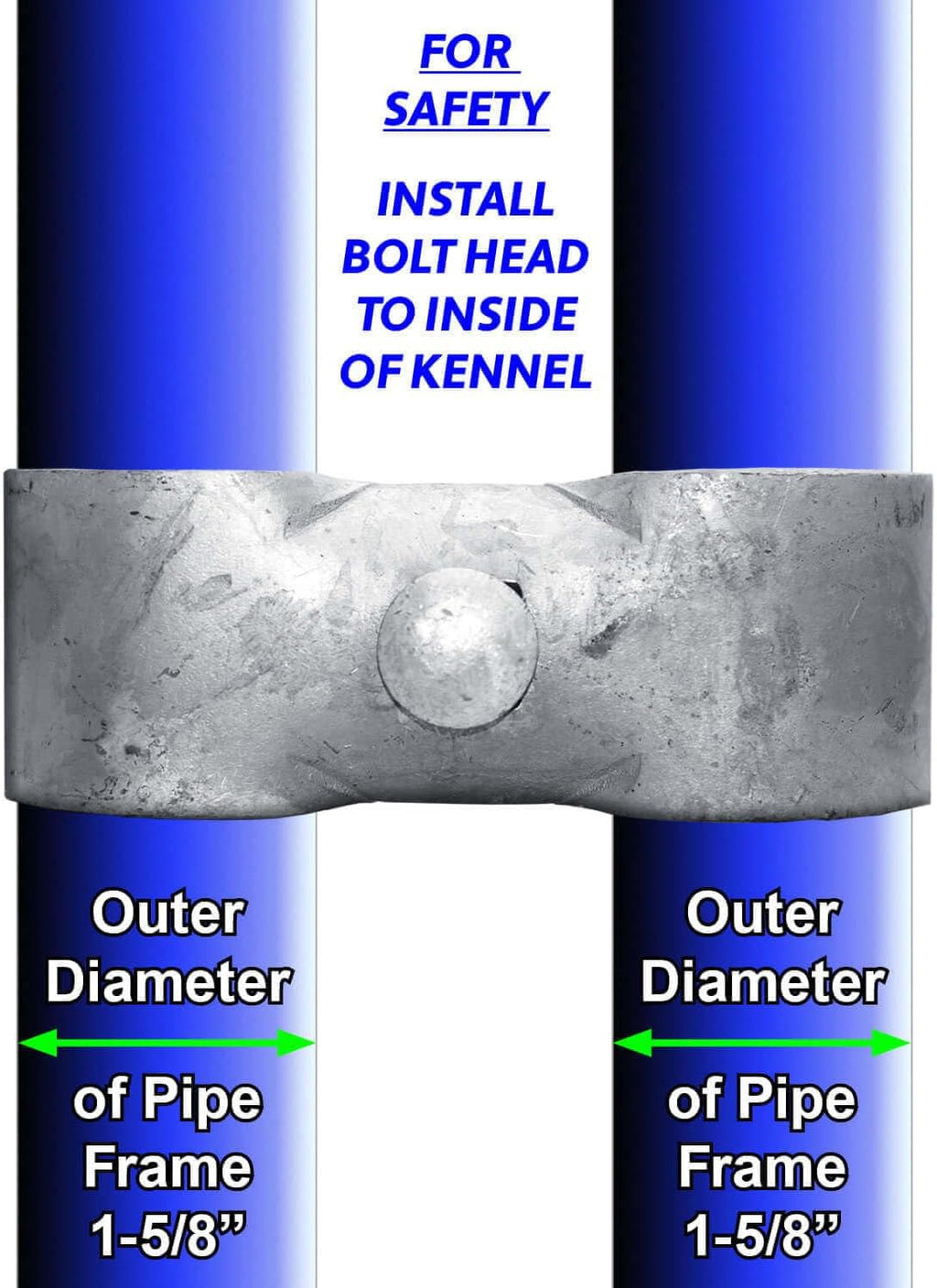1-5/8' - CASE - Chain Link Fence PANEL CLAMPS ~ KENNEL CLAMPS: (1 Set) for 1-5/8' chain link fence pipe panel frames. For Dog kennels/dog runs, or temporary chain link fence. Saddle clamps. QTY 50