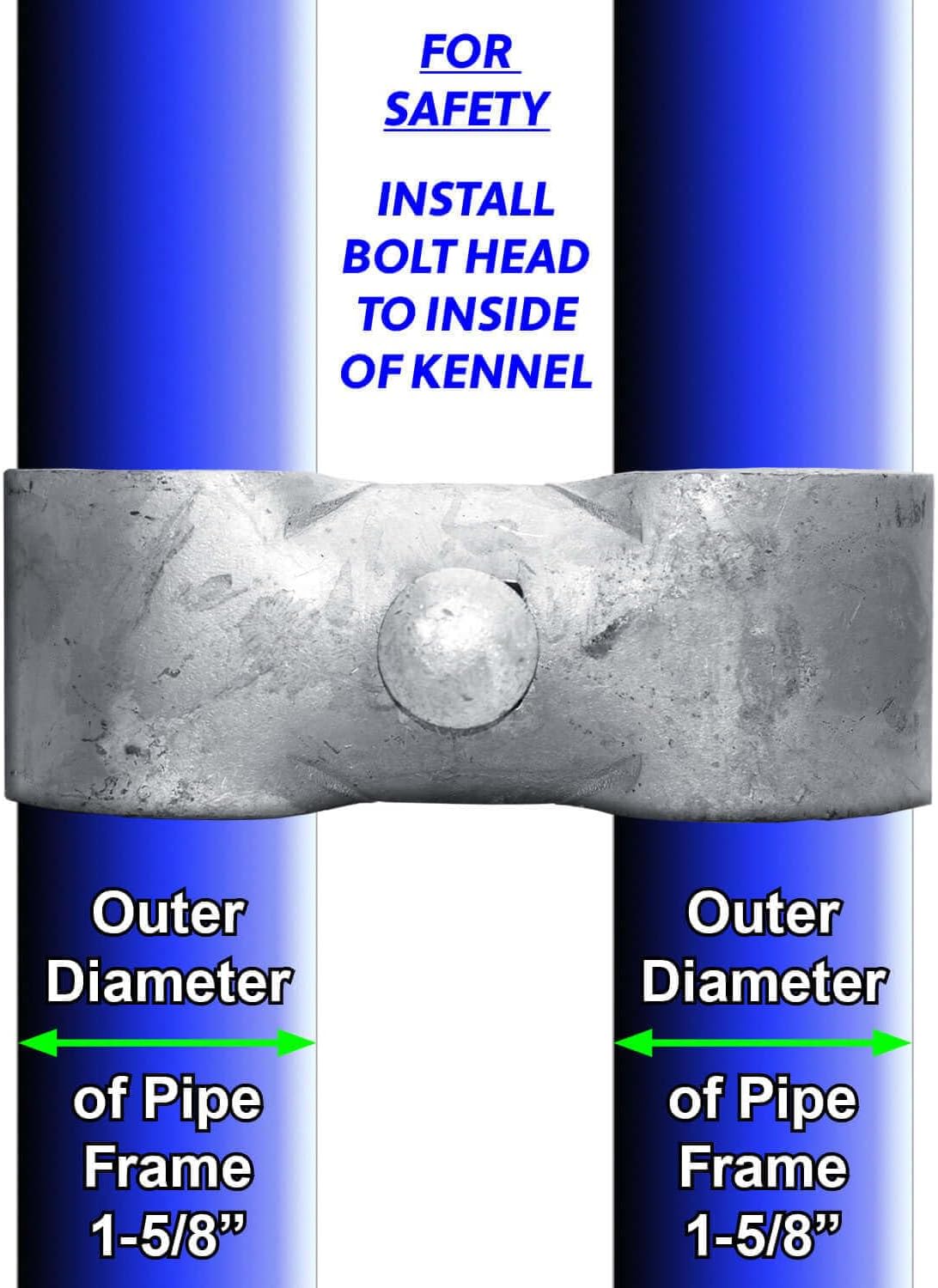 1-5/8' - CASE - Chain Link Fence PANEL CLAMPS ~ KENNEL CLAMPS: (1 Set) for 1-5/8' chain link fence pipe panel frames. For Dog kennels/dog runs, or temporary chain link fence. Saddle clamps. QTY 50