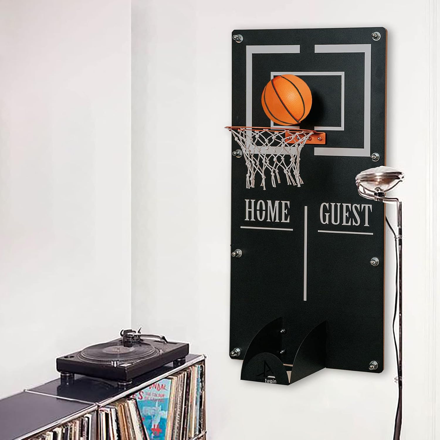 Tubibu Metal Wall Decor - Wall Mounted Basketball Hoop for Game Room, Office, Playroom - Extraordinary Gift (Classic, Large)