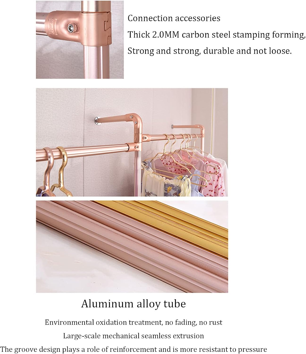 Industrial Pipe Clothing Racks Wall Mounted Clothes Racks Double Hanging Rods Heavy Duty Garment Rack for Boutiques Retail Display,Walk-in Closet System,MUL(D-Single Group