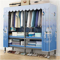 Portable Wardrobe Closets Metal Garment Rack With Lockable Wheels Foldable Clothes Rack With Fabric Cover For Bedroom (Color : H, Size : 168x50x180cm)