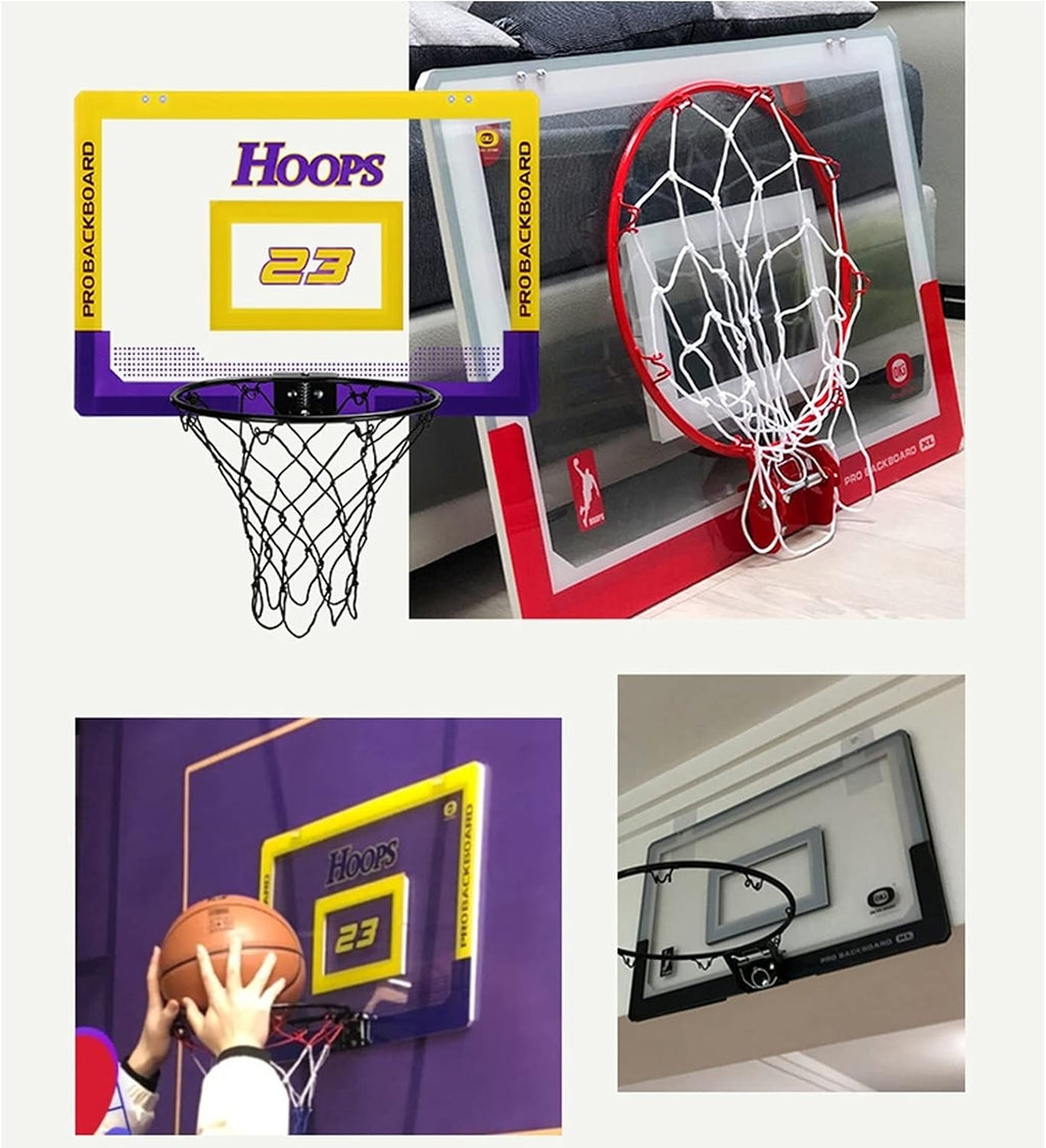 Indoor Mini Basketball Hoop Kit, Adult and Child Folding Wall-Mounted Basketball Stand, with 2 Balls and Basketball Accessories (Size : 45.5x30.5cm)