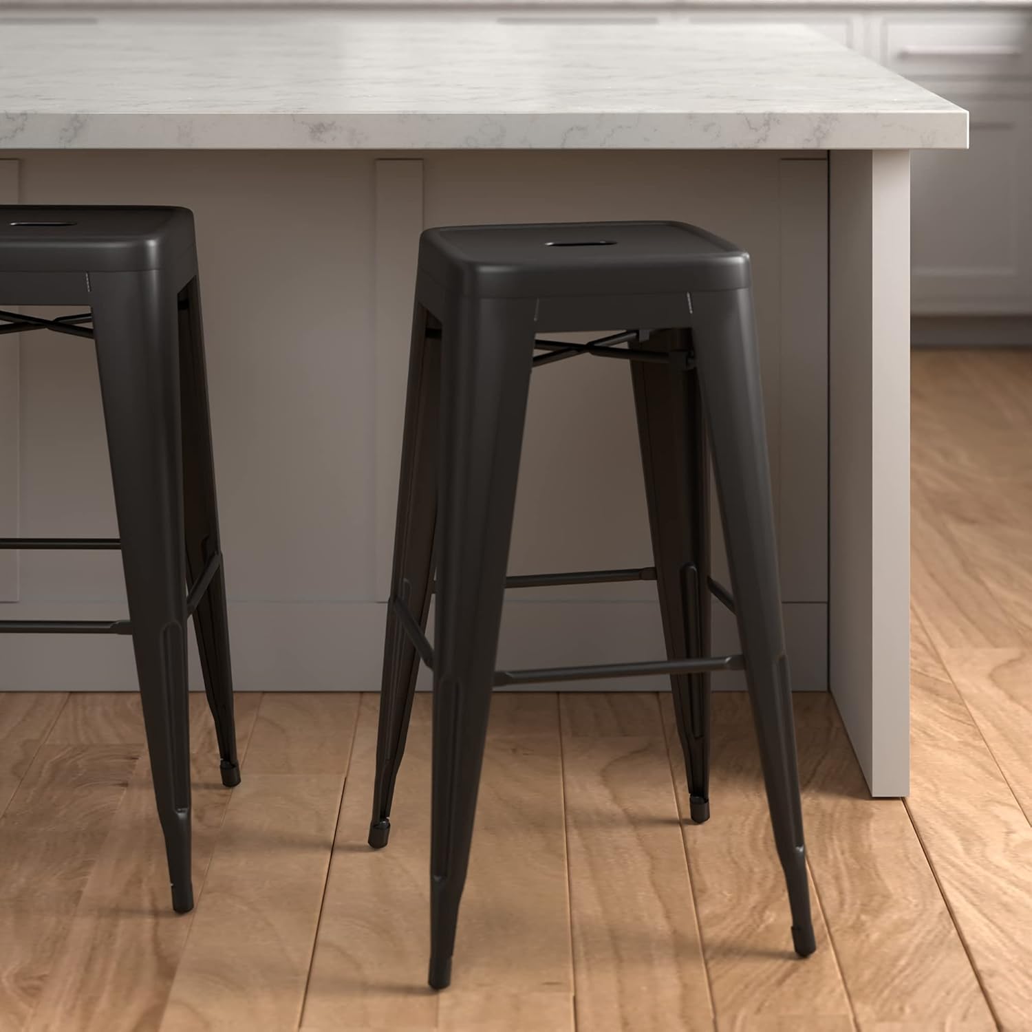Amazon Basics Sturdy Metal Bar Stools, 30-Inch, Black, Set of 4