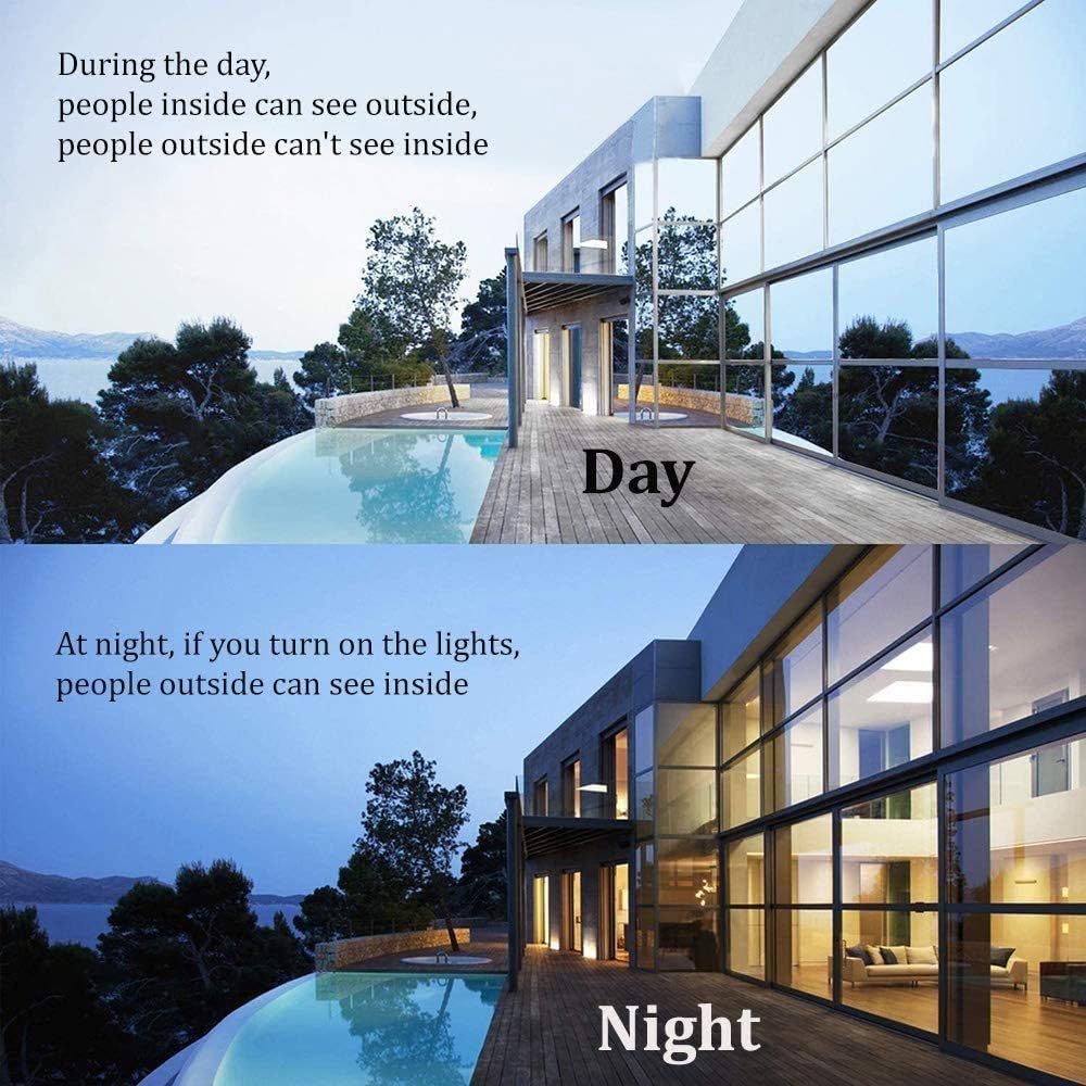 SW Window Film Daytime Privacy Protection One Way Mirror Reflective Adhesive Window Tint Heat Control Anti UV Window Glass Film, 60Inch x 33Feet, Blue Silver