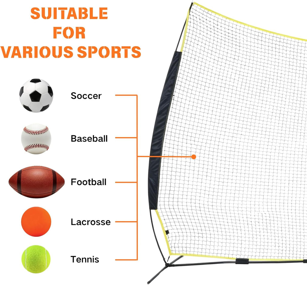 16x10FT Sports Barrier Net, Barricade Backstop Net with Upgrade Steel Frame, Protective Net for Baseball, Lacrosse, Soccer, Basketball & More
