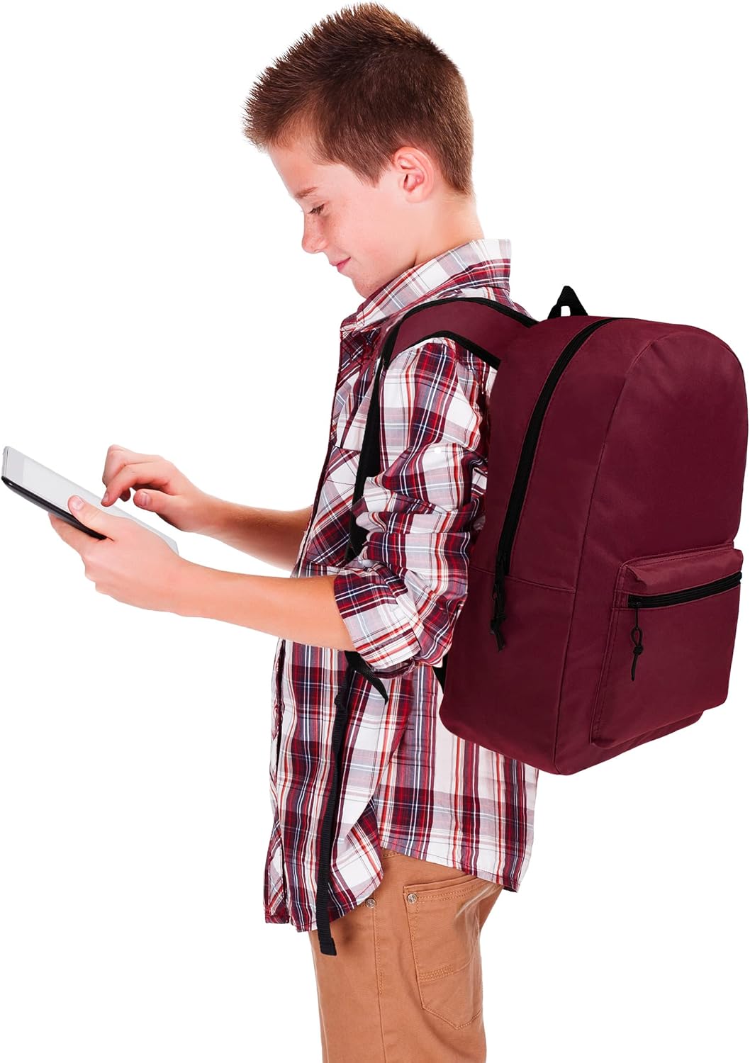 24 Pack 19' Basic Wholesale Backpacks, 12 Assorted Colors - Bookbags in Bulk for Elementary, Middle, and High School Students