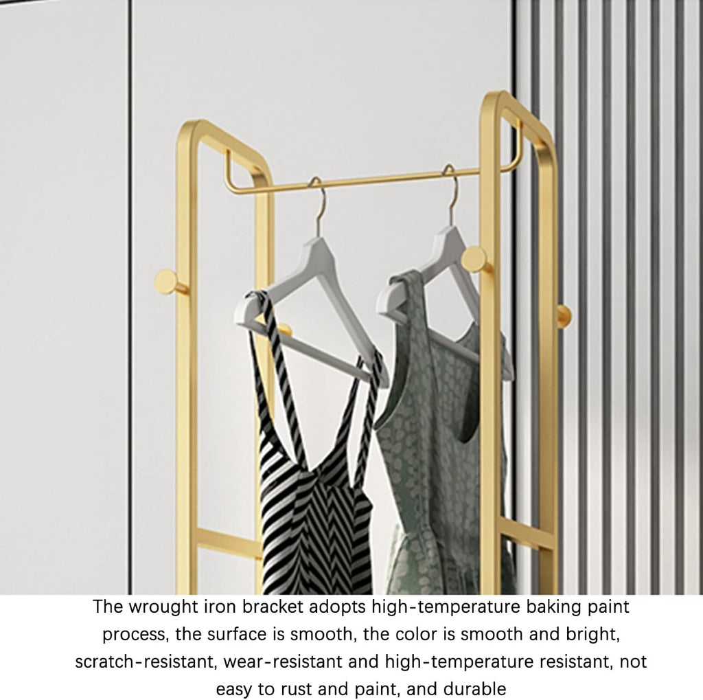 Coat Rack Stand Clothes Rack Stand, Portable Garment Rack, Stable Metal Frame Furniture, Shoe Hat Umbrella Book Storage, Ideal for Bedroom Hall Entry(Black-47x27x175CM