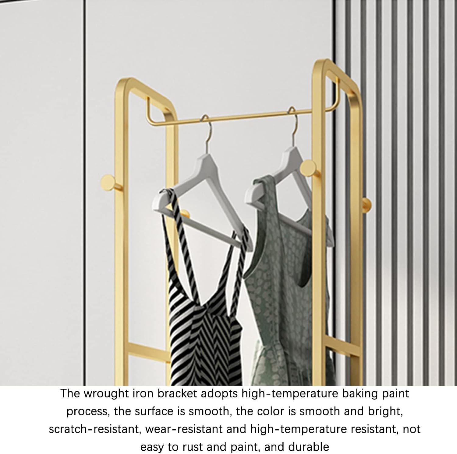 Coat Rack Stand Clothes Rack Stand, Metal Frame Garment Rack, Portable Shoe Hat Scarfs Storage Holder, Portable Hall Entryway Closet Bedroom Furnitur(Gold-47x27x175CM
