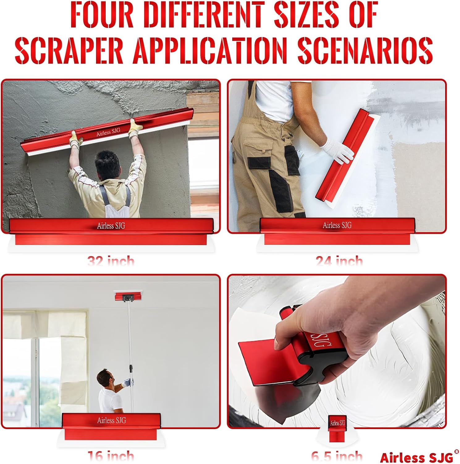 Aluminum-Handle Drywall Skimming Blade Set – 6.5',16', 24', 32' Stainless Steel Blades with 3pc Extra Replaceable Blades,34'-62' Extension Pole,Drywall Finishing Tools with Portable Case