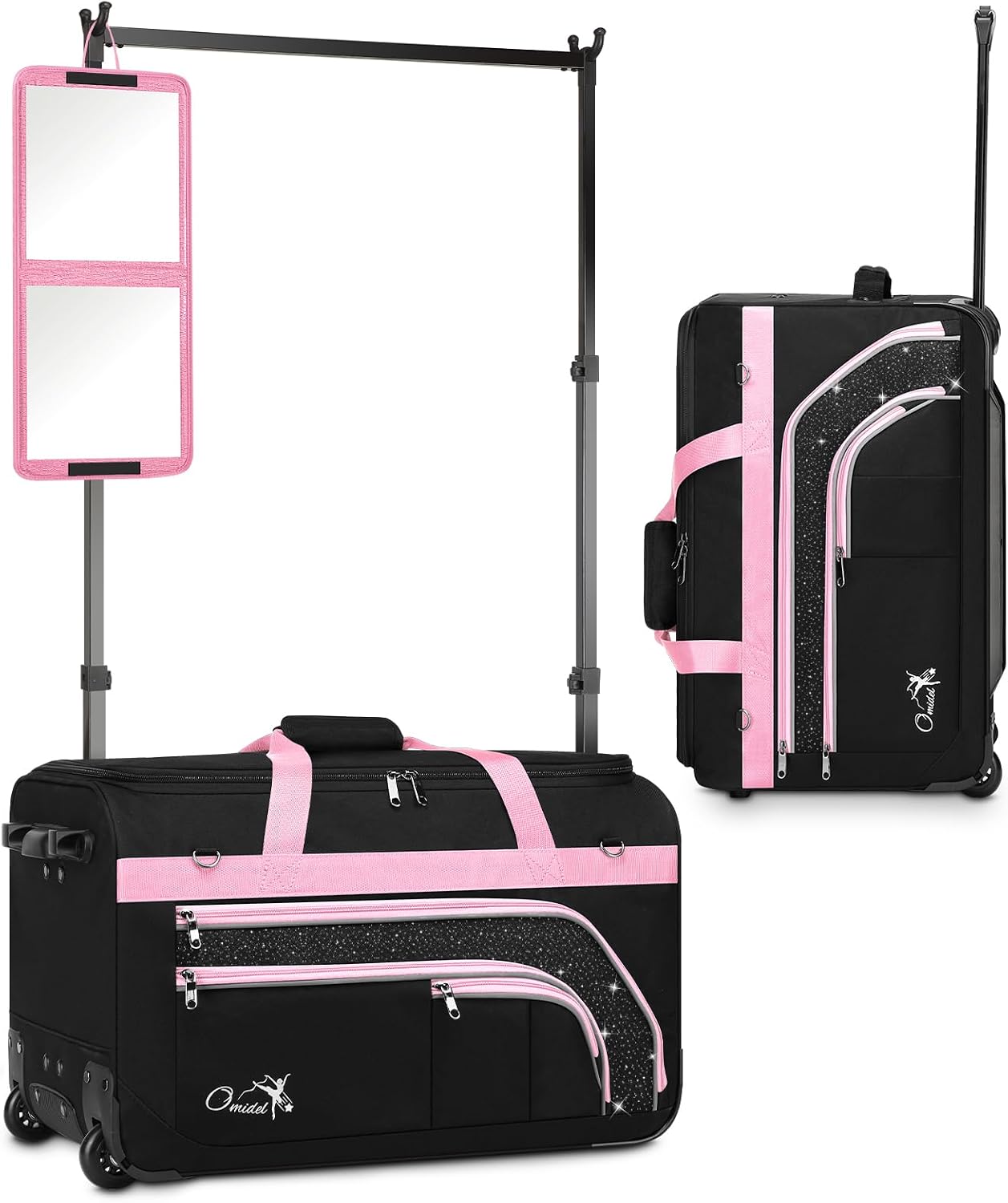 Dance Bag with Garment Rack, 23' Rolling Dance Suitcase Competition Duffle Bag with Garment Rack & Wheels | Versatile Compartments, Upgraded Stable System for Dance Shows, Travel, Cheer, Recital