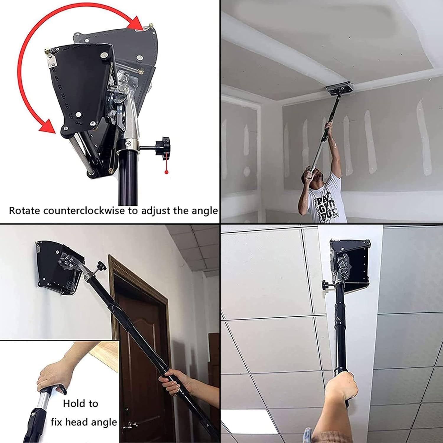 Drywall Taping Flastering Smoothing Tool,Professional 8/10/12 Inch Drywall Flat Finishing Box, Drywall Knife Tools,Mud Drywall Skimming Blade,with 41''- 65'' Adjustable Handle,27cm/10in