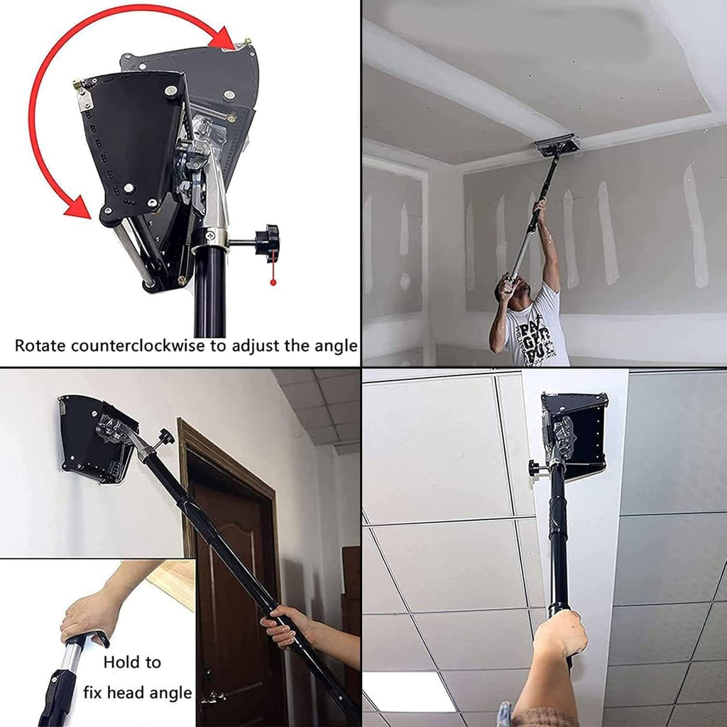 Drywall Taping Flastering Smoothing Tool,Professional 8/10/12 Inch Drywall Flat Finishing Box, Drywall Knife Tools,Mud Drywall Skimming Blade,with 41''- 65'' Adjustable Handle,32cm/12in