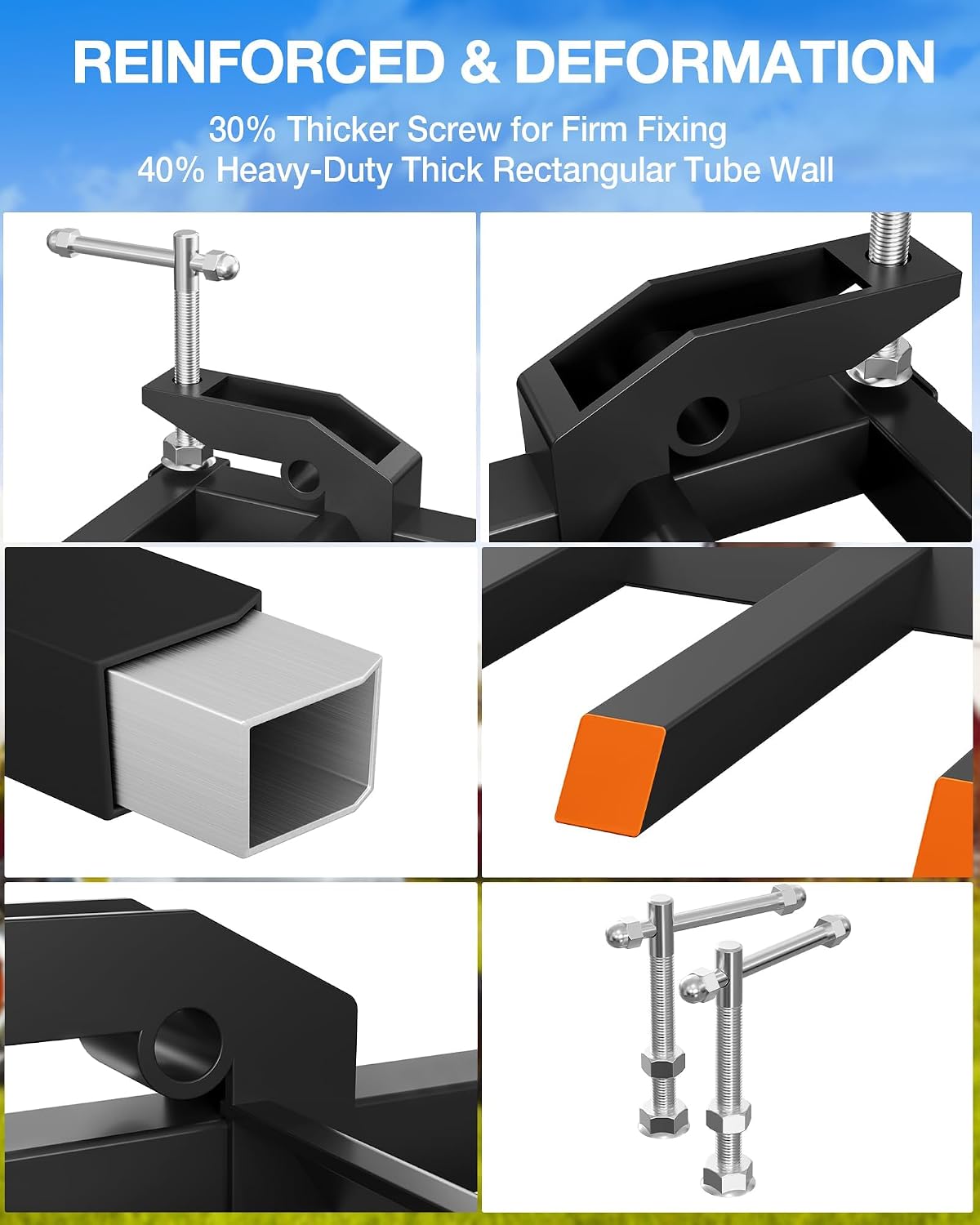 PeakPursuit 48' Bucket Clamp On Debris Forks, Heavy Duty 5 Fork Tines Clamp-On Pallet Attachments with 2500 LBS Capacity Fit for Tractor Bucket, Skid Steer Loader