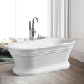 HomeBeyond 59 Inch Free Standing Bathtub | Acrylic Freestanding Soaking Tub, Classic Bathroom Stand Alone Tub Suitable Single Person Bathing, Integrated Overflow, Integrated Overflow Overflow
