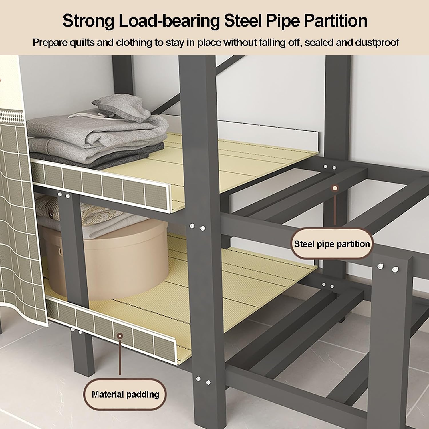 Foldable Wardrobe Closet With Cover, Metal Clothing Rack For Hanging Clothes, Portable Coat Storage Garment Rack, One-Piece Folding Base, For Bedroom, Dorm(Yellow2,173cm/68.1inch)