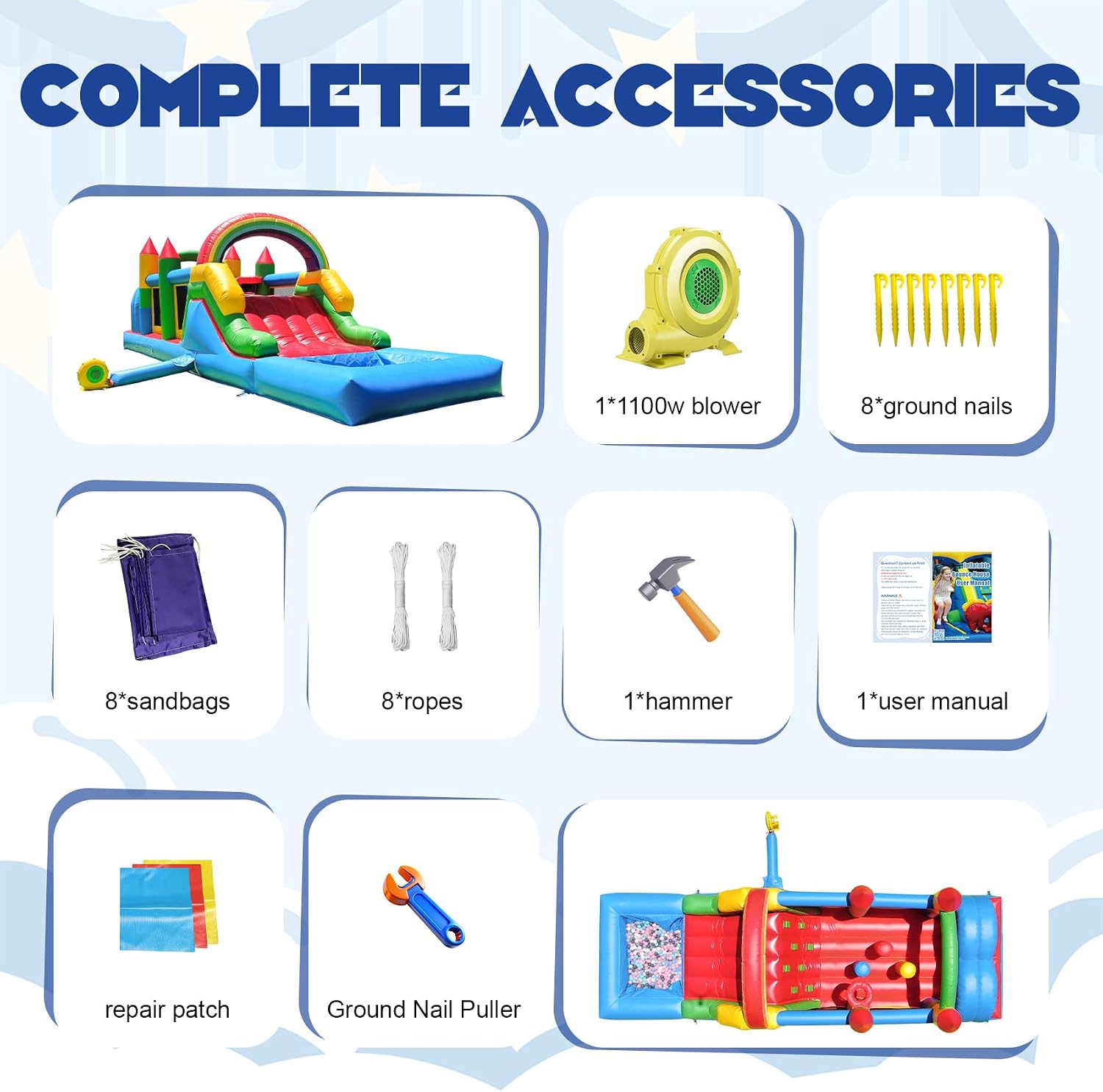 25FT Commercial Grade Bounce House Combo, Heavy Duty PVC Inflatable Bouncer with Crawl Tunnel & Obstacle Course, Large Jumping Castle for Backyard, Birthday Party, School Event, Kids Ages 3-12