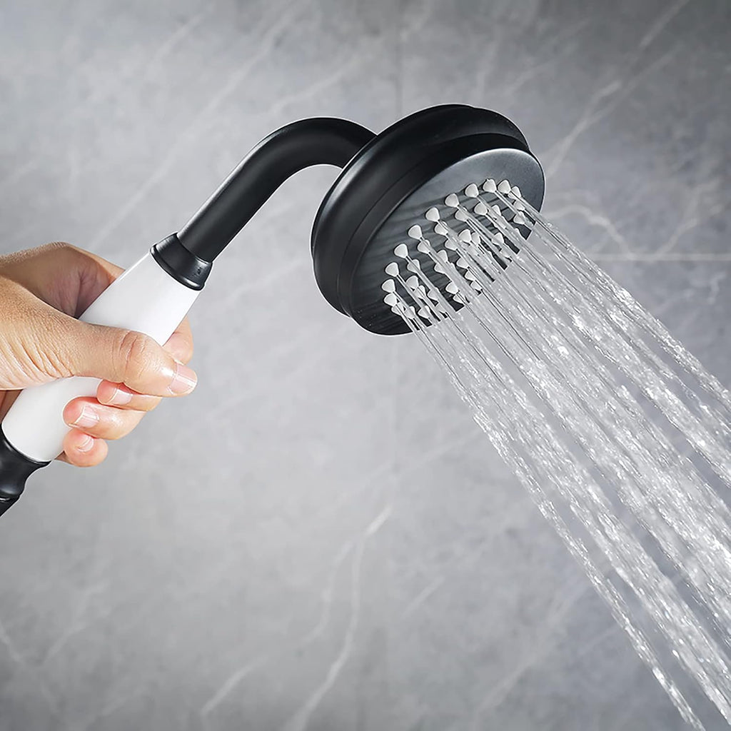 Black Freestanding Bathtub Faucet Industrial Brass Tub with Handheld Shower Floor Mounted Faucets with 59' Hose Tap