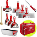 Finisher's Hand Tool Set w/Bag - Premium Joint & Taping Knives, Mixer, Jab Saw, Mud Pan + Free Bag | 5-680
