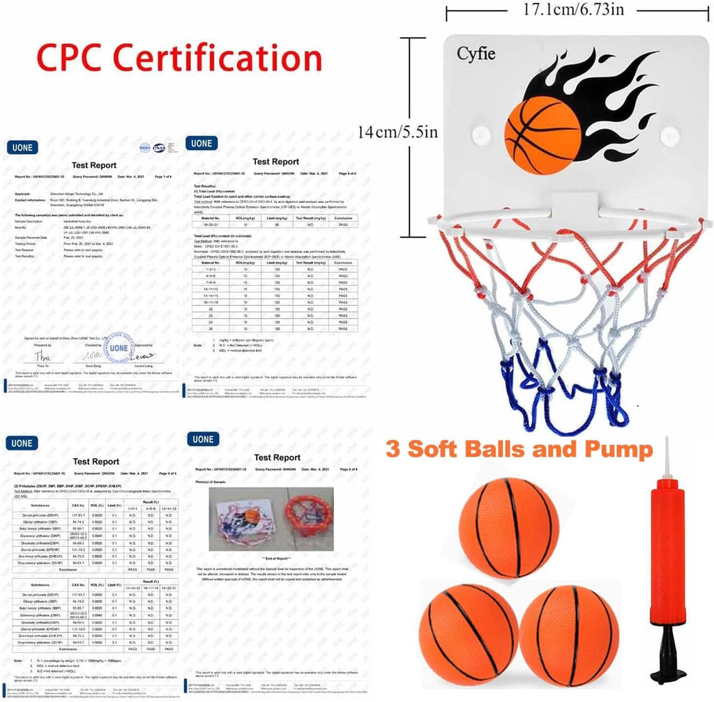 Cyfie 32x23 inch Large Basketball Hoop + 5.5 inch Mini Large Basketball Hoop for Kids