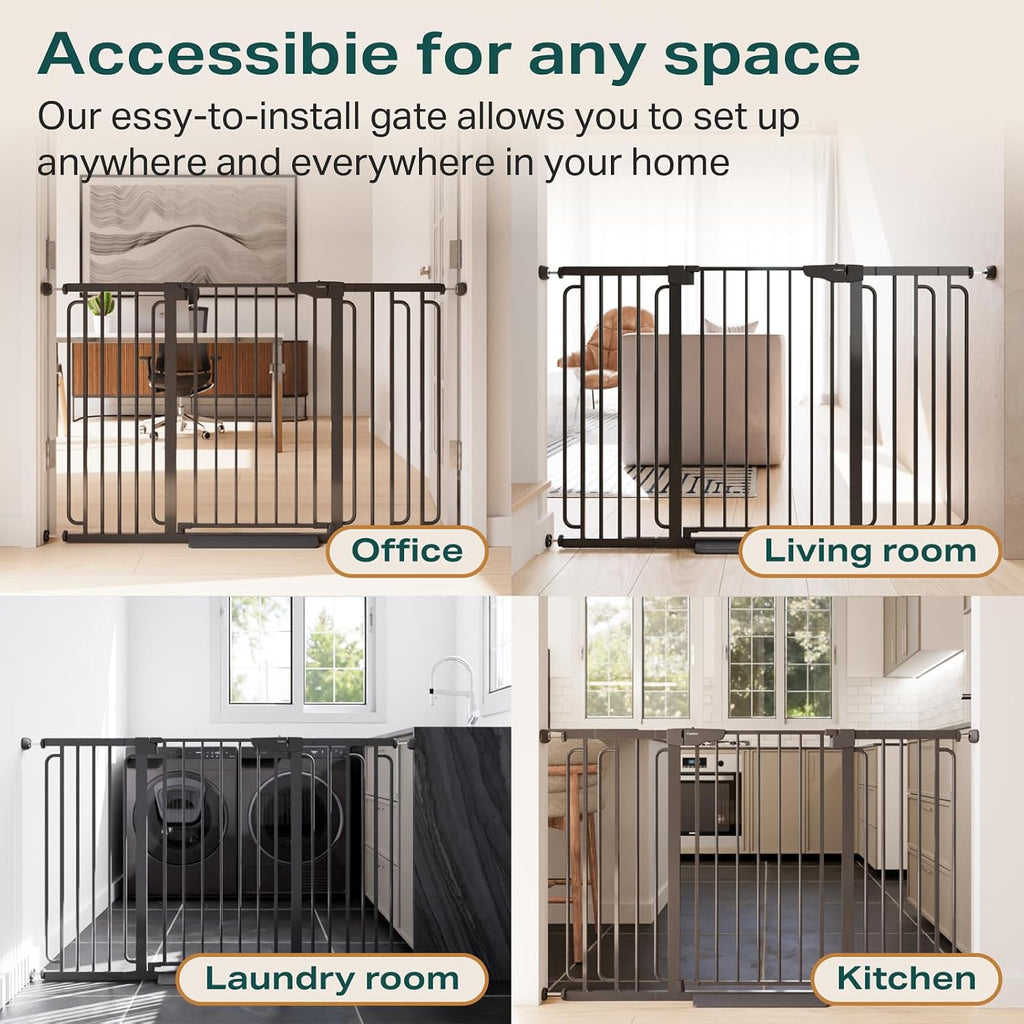 Cumbor 36' Extra Tall Baby Gate for Stairs, 29.7-57' Extra Wide Dog Gate for Doorways Hallways, Pressure Mounted Child Gate for Wide Opening, Auto Close Personal Safety for Babies and Pets, Black