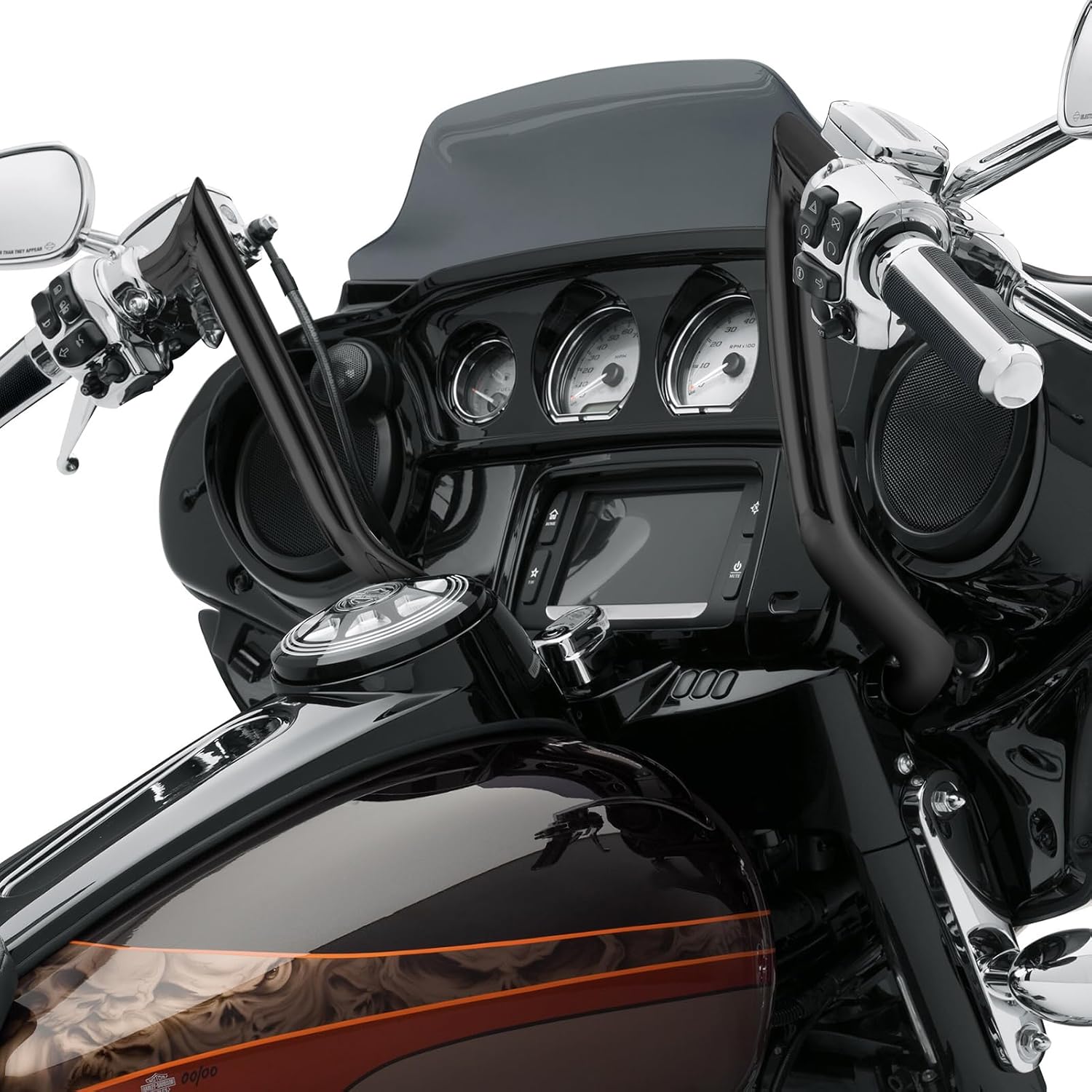 Mofun 14' Pre-wired Handlebars Ape Hangers 1 1/4' Compatible with Harley Bagger Touring Street Electra Glide Tri Glide Ultra Limited 2014-2023 Gloss Black