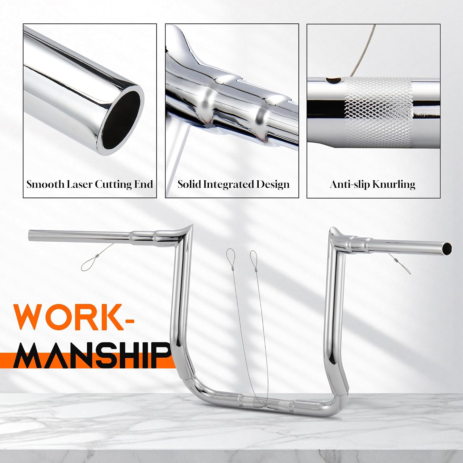 1 1/2 Inch Street Glide Handlebar 14' Rise Meathook Bar 1.5' Fat 1' Clamp Ape Hangers for Harley 2023-later CVO Street Glide FLHXSE & 2024 2025 2026 FLHX Models, Chrome