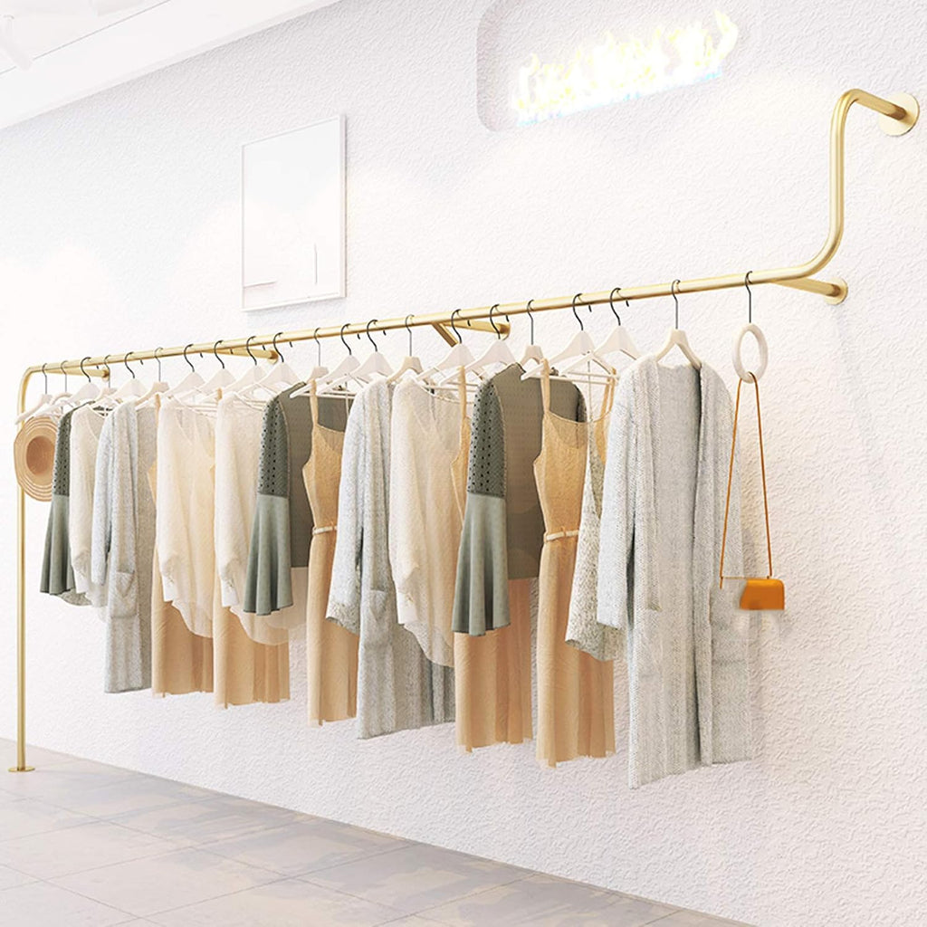 Iron Metal Clothing Store Wall Mounted Display Racks Racks Silver,Men's Women's Children's Retail Commercial Clothing Hanging Rod Garment Rack Ceiling Hange(B-250Cm