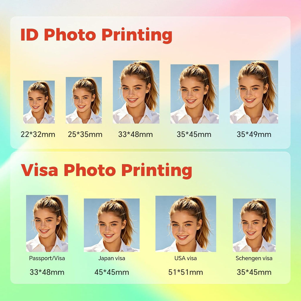 iDPRT 4×6 Photo Printer, Bundle 108 Sheets Photo Paper & 2 Ribbon Cassette, Photo Printer for iPhone & Android, Beige