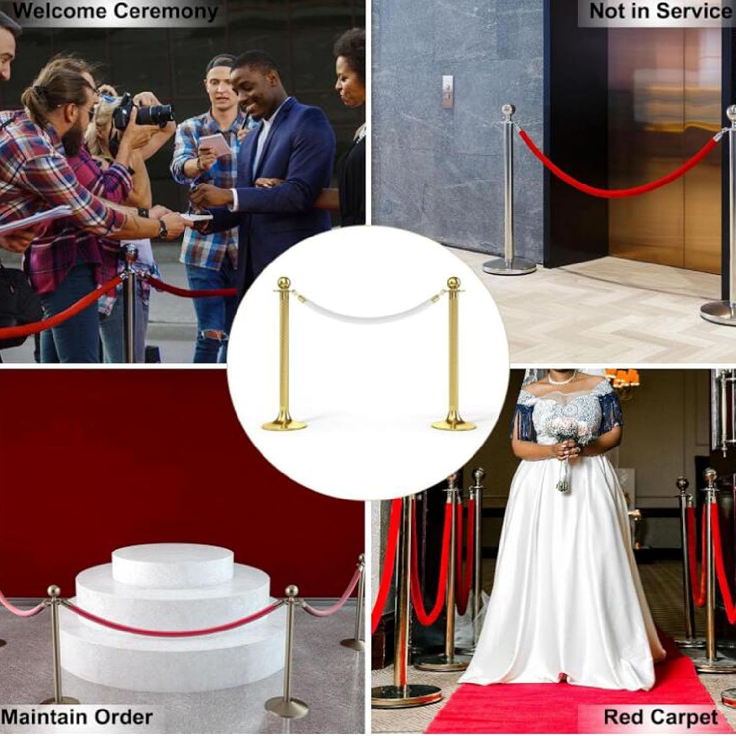 4-Pack 31.5in Crowd Control Barrier Rope - Premium Queue Divider for Events, Parties, Fashion Shows & Event Planning - Ideal for Queue Management & Audience Control