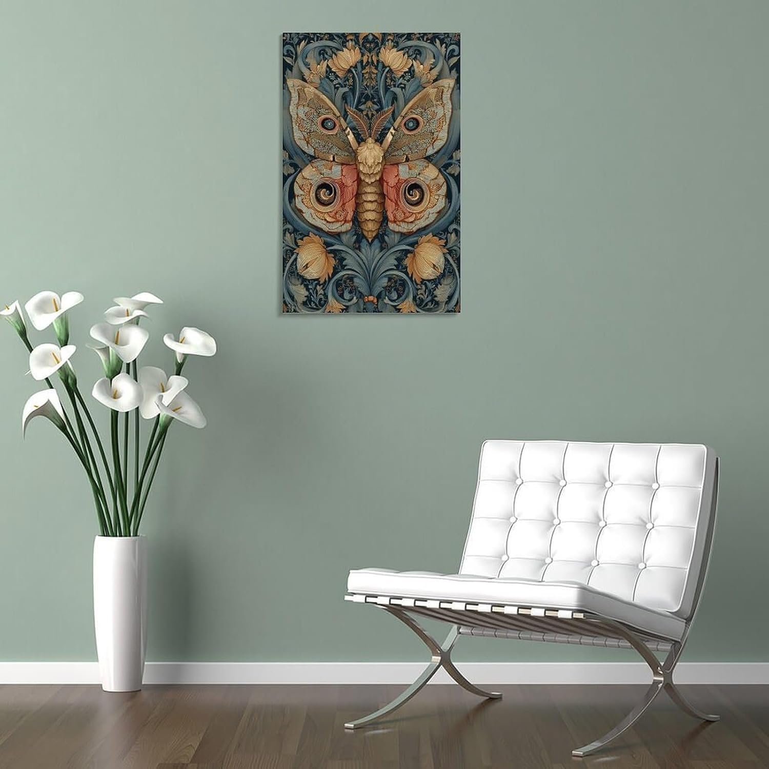 Exquisite Moth Art Nouveau Tapestry Textile Wall Hanging Posters Art Print Wall Photo Paint Poster Hanging Picture Family Bedroom Decor 20x30inch(50x75cm)