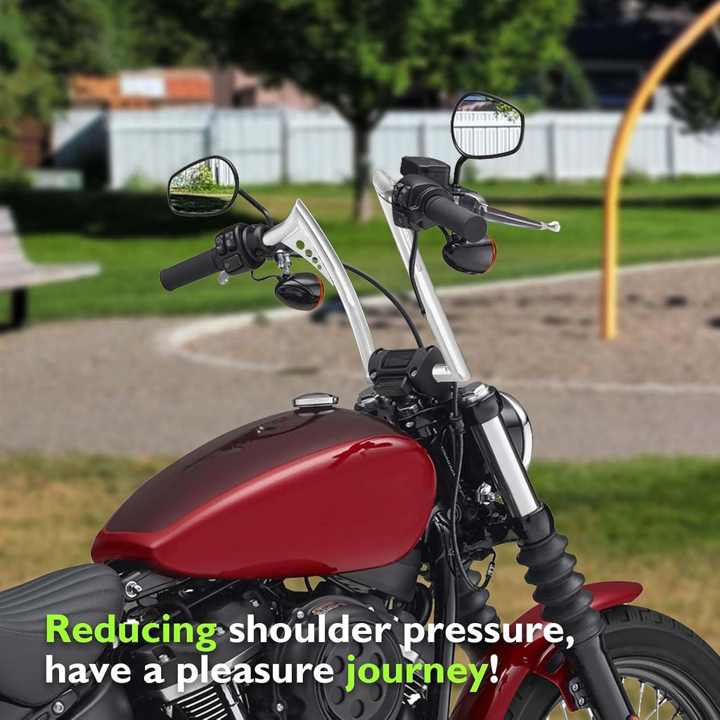 Mofun 12' Rise Pre-wire handlebar 1-1/4' Fat 1' Clamp Ape Sharp Bar Compatible with Harley Softail 2011-2024 Sportster XL883L 1200 2011-2022 Touring Road King 2015-Later Dyna 2012-2017, Chrome