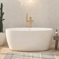 FerdY Tahiti 55' Acrylic Freestanding Bathtub, Elegant Oval Shape Soaking Bathtub, Glossy White, Brushed Nickel Drain & Integrated Slotted Overflow Assembly Included cUPC Certified