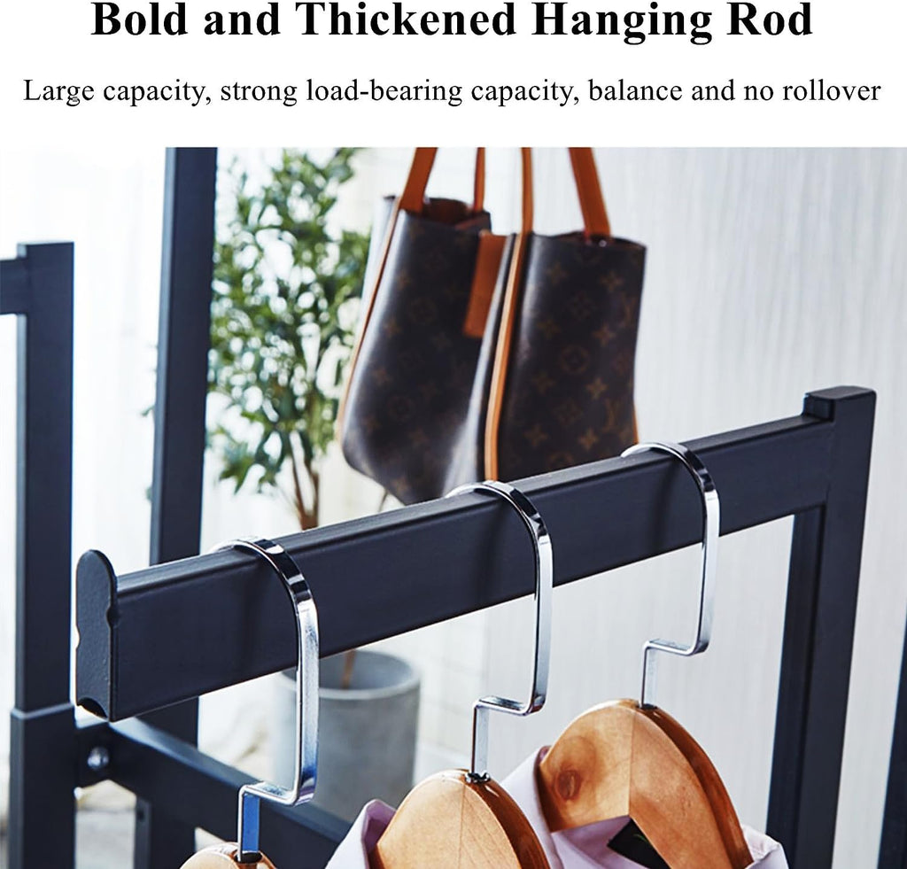 Clothes Rack Floor Standing Metal Garment Rack Heavy Duty 6 Way Clothing Shelves, Adjustable Lifting Arms Retail Display for Hanging Clothes