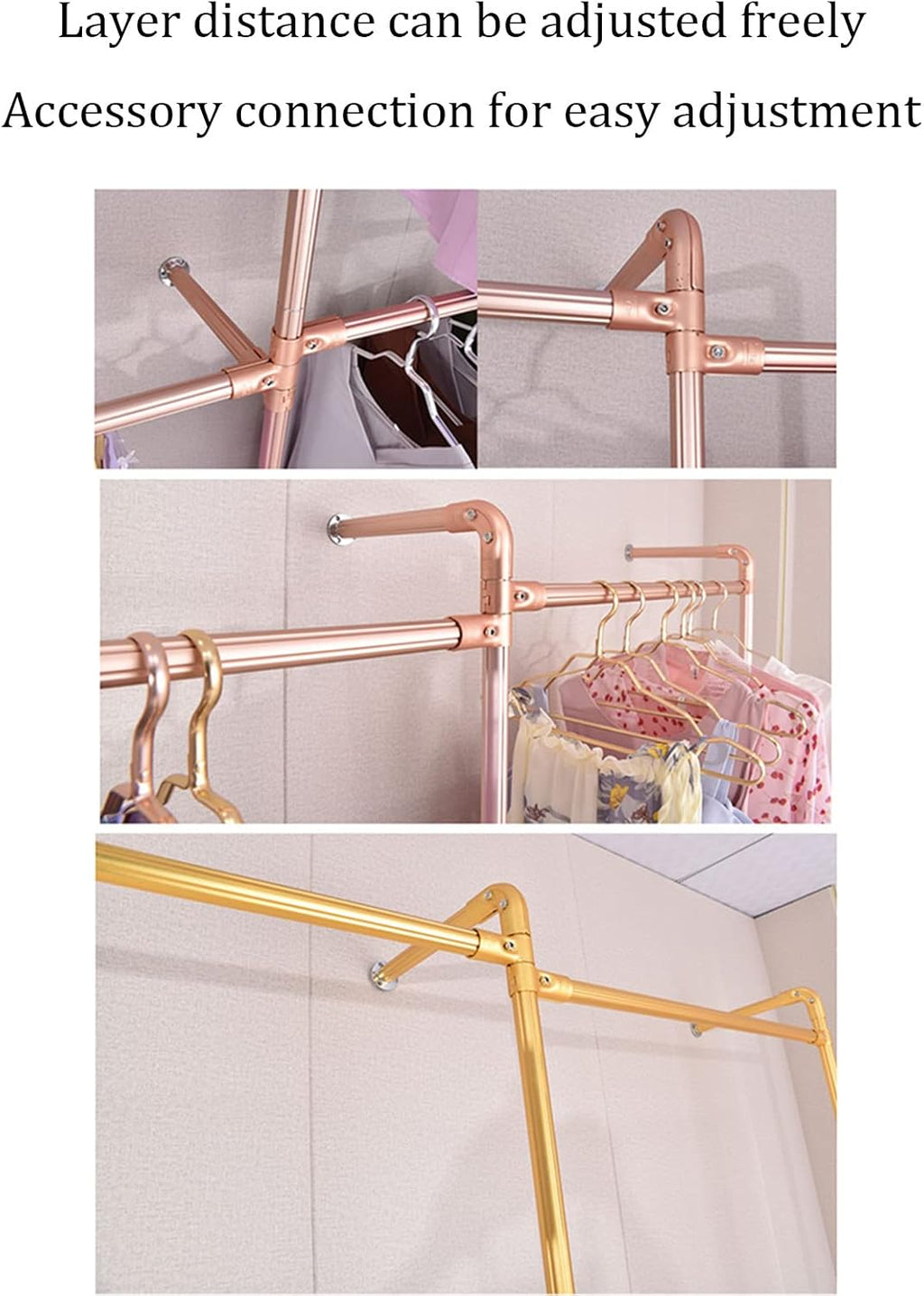 Industrial Pipe Clothing Racks Wall Mounted Clothes Racks Double Hanging Rods Heavy Duty Garment Rack for Boutiques Retail Display,Walk-in Closet System,MUL(D-Single Group