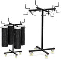 Movable Sports Net Storage Rack with Lockable Wheels, Heavy-Duty Holder for Volleyball, Tennis, Pickleball, Badminton Nets, Space-Saving Support Rack with Swivel Handle & Dust Covers