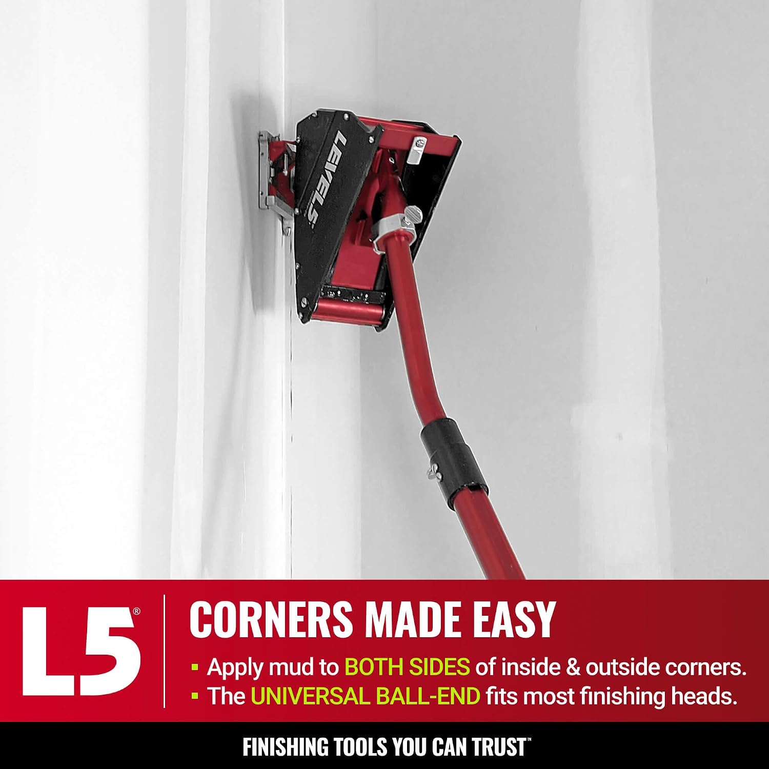 8-Inch Corner Applicator Box + Handle - LEVEL5 | Pro-Grade | Drywall Gyprock Plasterboard Sheetrock | 4-502