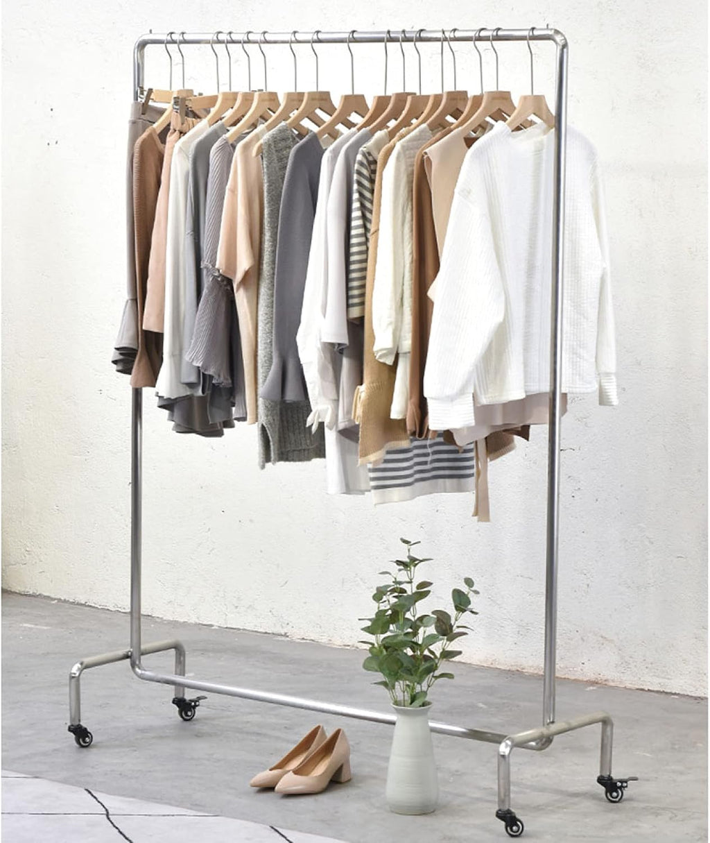 Clothing Display Rack Clothing Display Rack, Heavy-Duty Industrial Clothes Rail, Movable Monorail Metal Garment Rack, Non-Slip Hanging Rail, Universal Wheel(