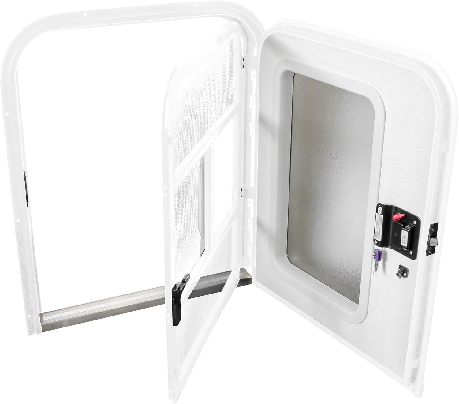 Teardrop 30' X 36' Face Mount Foam Core Passenger Side Door with Radius Corners on Top and Square Bottom with Screen Door (30'(W) X 36'(H) Pass Side, White)