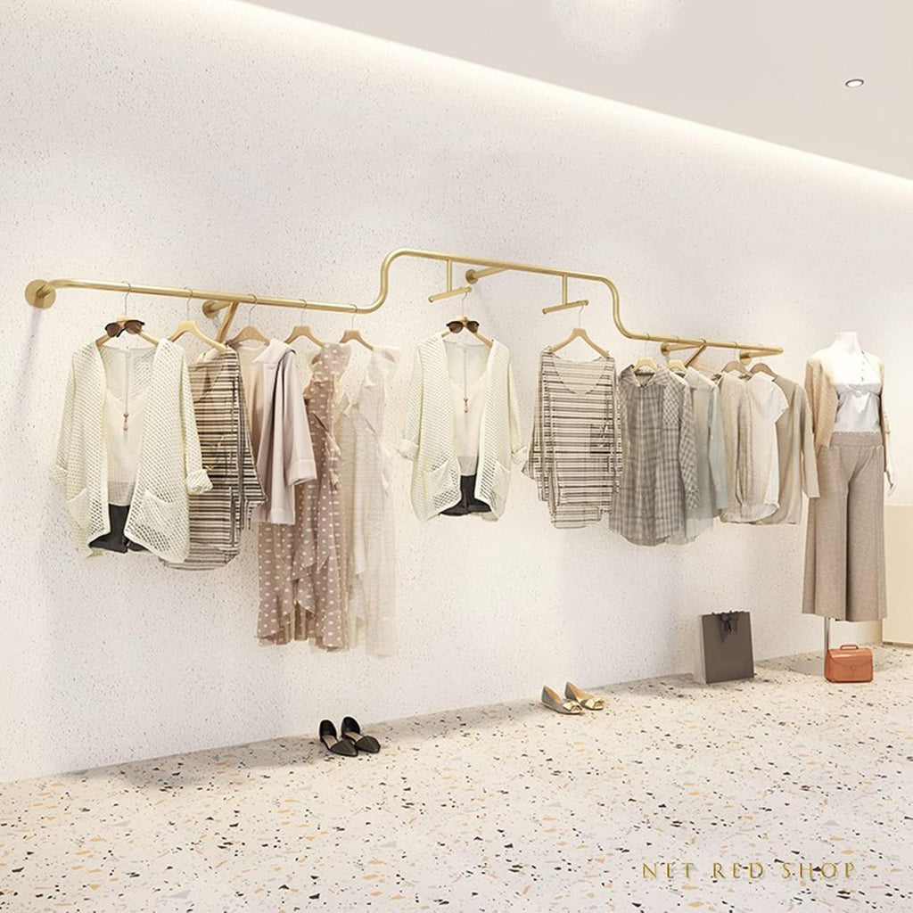 Household Industrial Pipe Garment Rack,Wall Mounted Iron Garment Rack,Boutique Retail Garment Rack,Display Rack,Clothes Rack,Pipe Rack,Floating Shelves,S (400cm