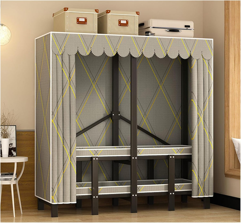Portable Garment Rack - 66 Tall Heavy-Duty Cloth Cover Clothing Rack with Shelf - Foldable Clothing Organizer for Bedroom and Wardrobe