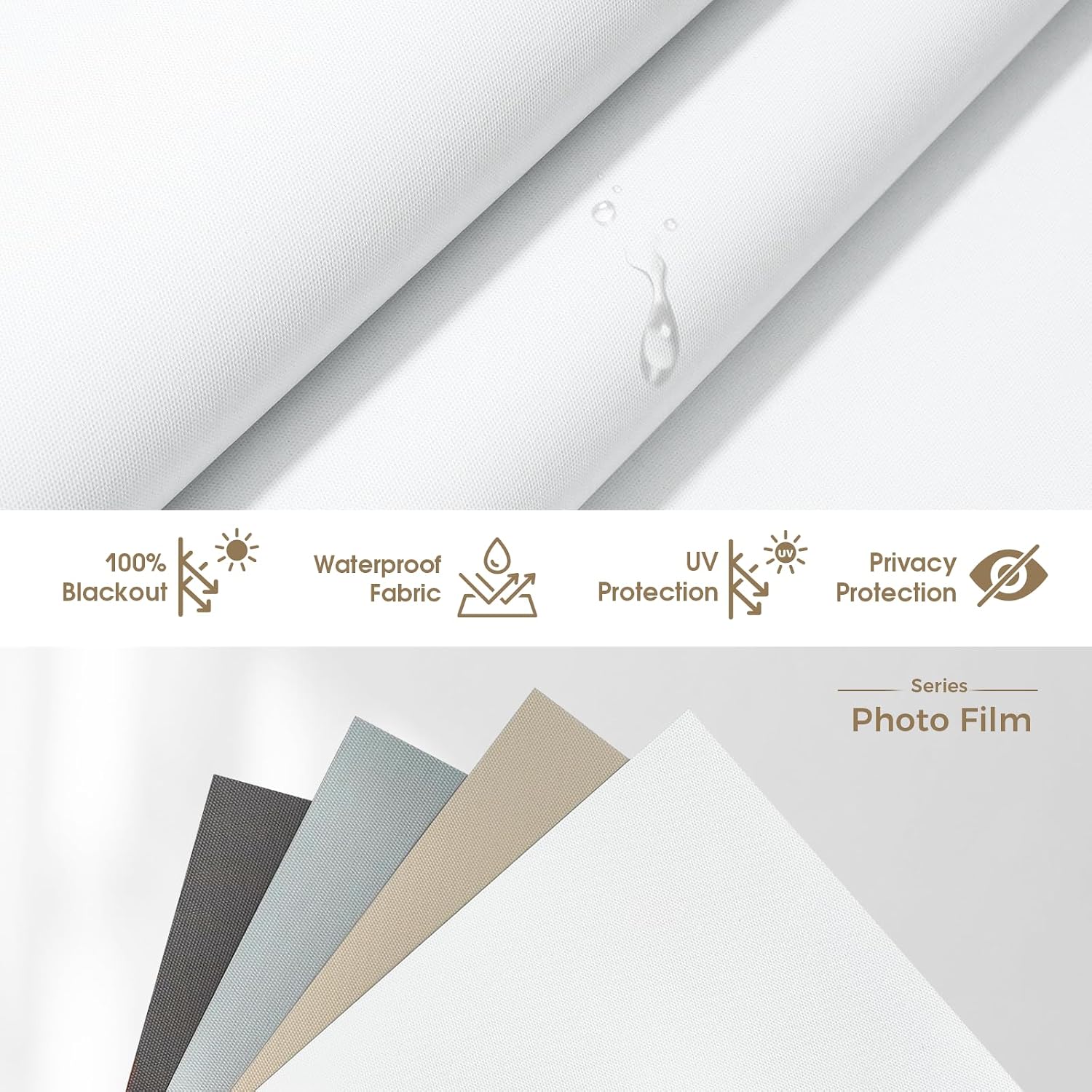 HeyBlinds Motorized Blinds with Remote, 100% Blackout Smart Blinds, Automatic Shades for Windows Compatible with Alexa Google and Homekit, Custom Size(Photo Film-White BO)